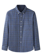 Men's Brushed Long Sleeve Shirt Casual Plaid Long Sleeve - Ladoj
