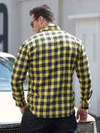 Men's Brushed Long Sleeve Shirt Casual Plaid Long Sleeve - Ladoj