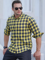 Men's Brushed Long Sleeve Shirt Casual Plaid Long Sleeve - Ladoj