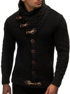 Men's knitted jacket turtleneck button sweater