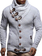 Men's knitted jacket turtleneck button sweater