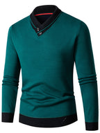 Men's new half turtleneck plus velvet slim long-sleeved sweater