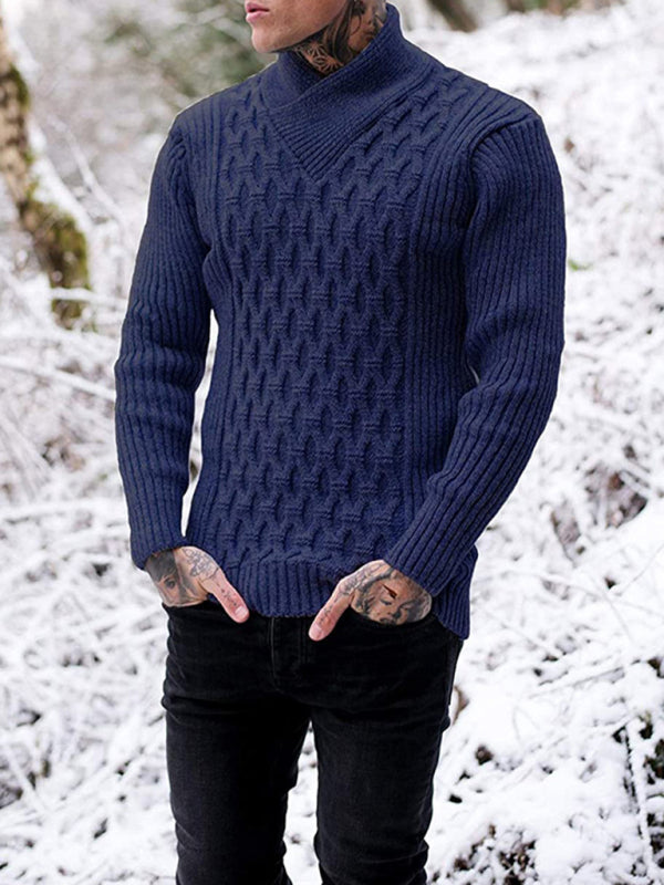 Men's Fashion Cable Knit Shawl Collar Sweater Image secondaire du produit
