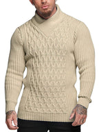 Men's Fashion Cable Knit Shawl Collar Sweater