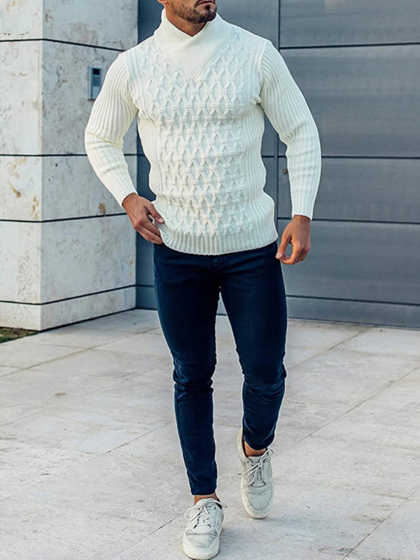 Men's Fashion Cable Knit Shawl Collar Sweater Image principale du produit