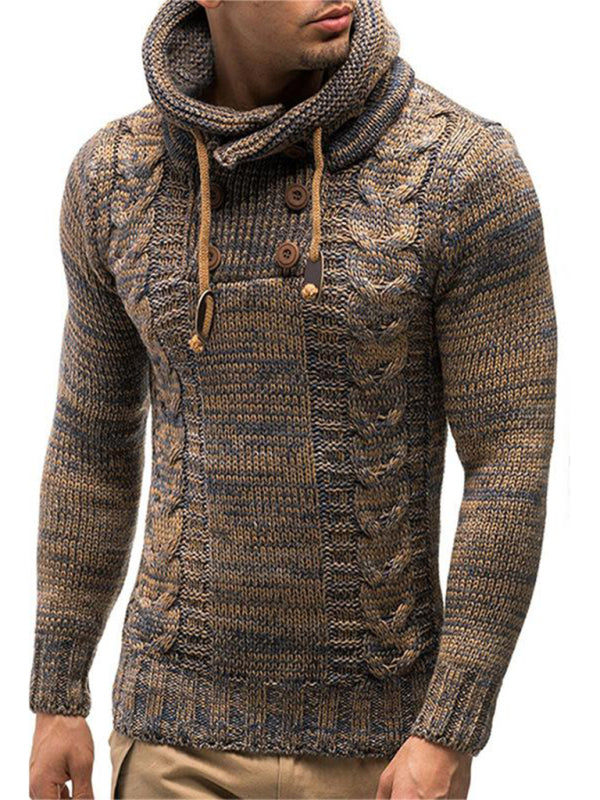 Men's Casual Knit Button-Up Turtleneck Sweater Imagen secundaria del producto