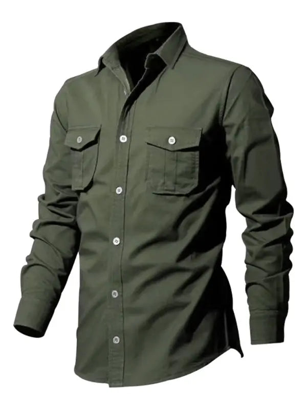 Men's new multi-pocket casual long-sleeved shirt top - Ladoj