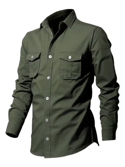 Men's new multi-pocket casual long-sleeved shirt top - Ladoj