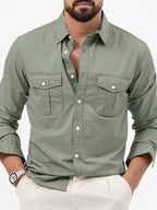 Men's new multi-pocket casual long-sleeved shirt top - Ladoj