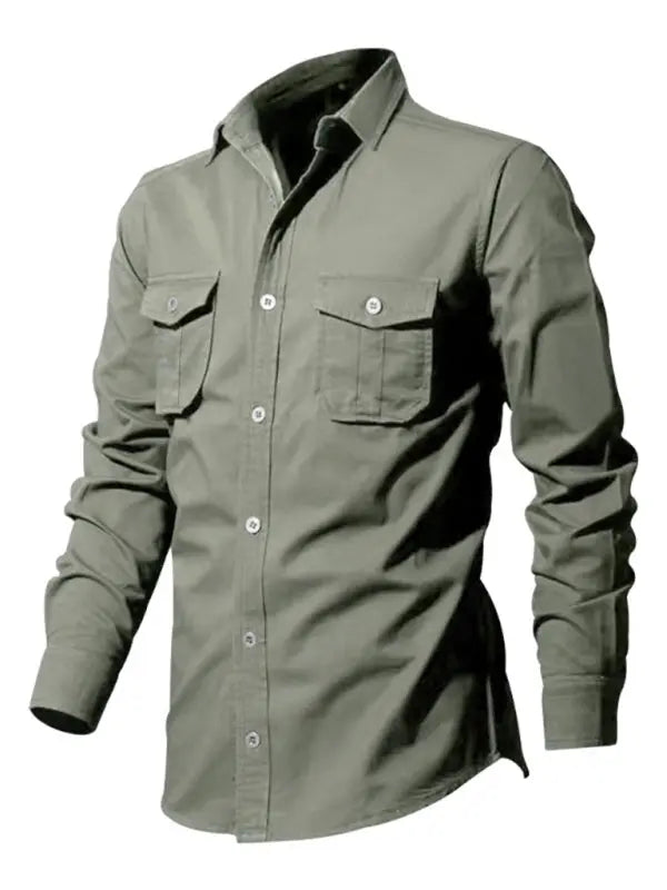 Men's new multi-pocket casual long-sleeved shirt top - Ladoj