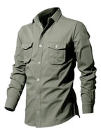 Men's new multi-pocket casual long-sleeved shirt top - Ladoj
