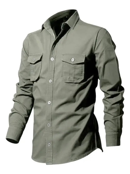Men's new multi-pocket casual long-sleeved shirt top - Ladoj