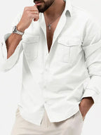 Men's new multi-pocket casual long-sleeved shirt top - Ladoj