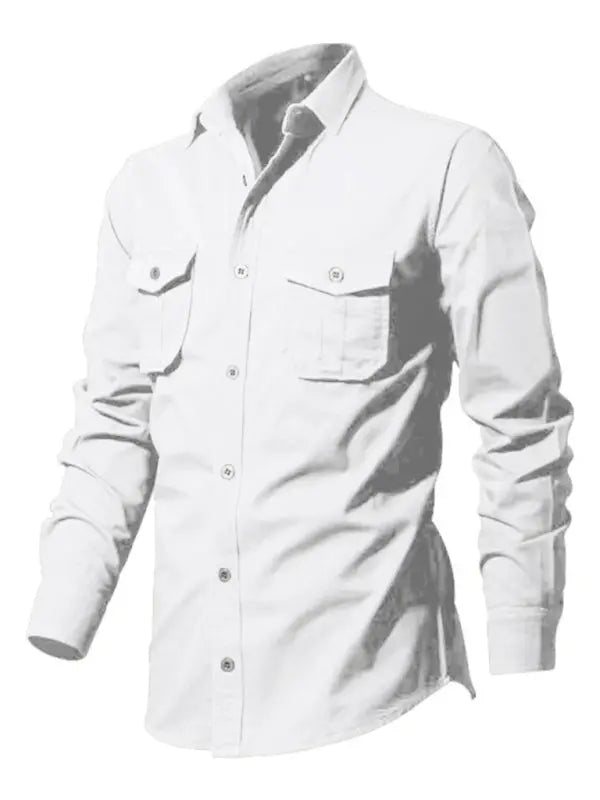 Men's new multi-pocket casual long-sleeved shirt top - Ladoj