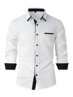 Men's Color Block Business Slim Casual Long Sleeve Shirt - Ladoj