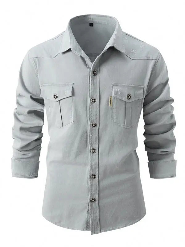 Men's Casual Fashion Business Long Sleeve Shirt - Ladoj Image principale du produit