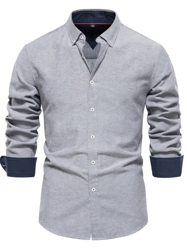 Men's casual versatile fashion solid color long-sleeved top - Ladoj