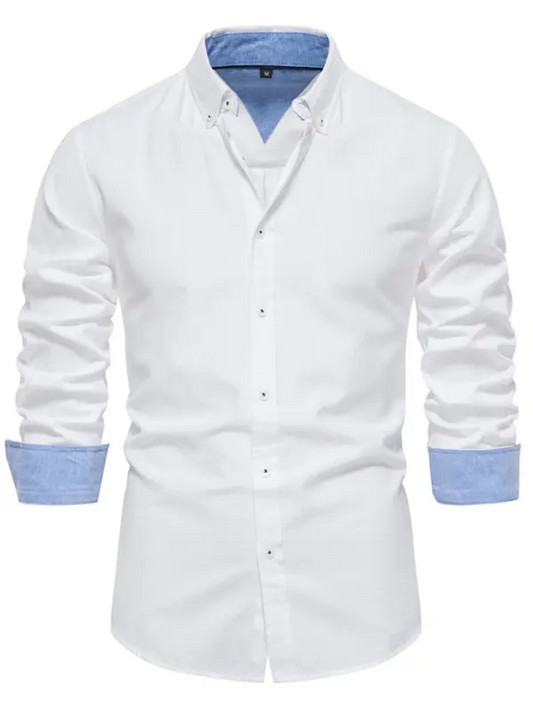 Men's casual versatile fashion solid color long-sleeved top - Ladoj