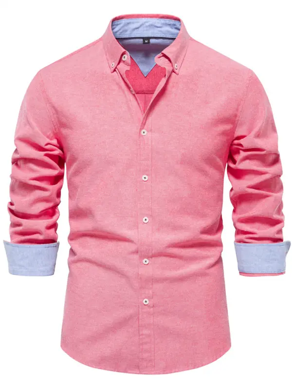 Men's casual versatile fashion solid color long-sleeved top - Ladoj