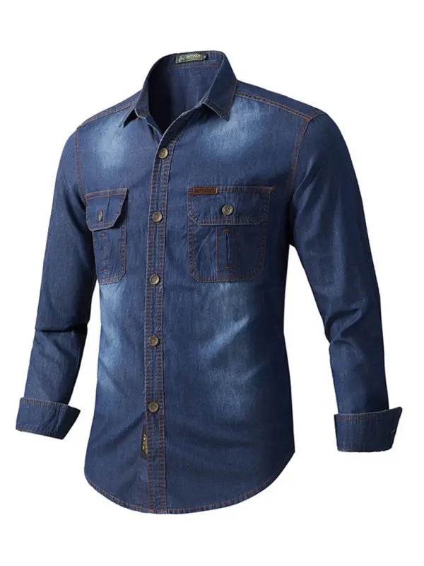 Men's casual workwear long-sleeved denim shirt - Ladoj
