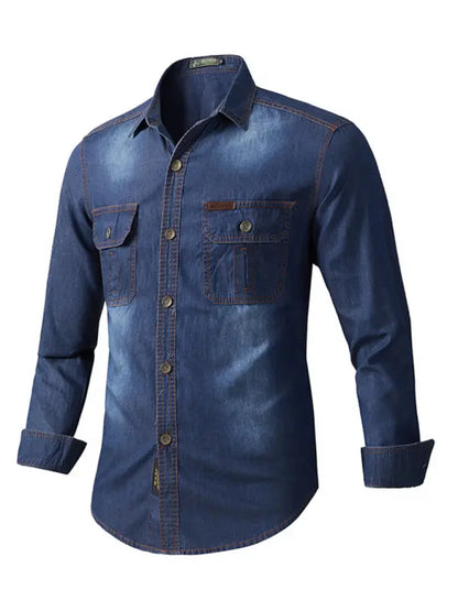 Men's casual workwear long-sleeved denim shirt - Ladoj