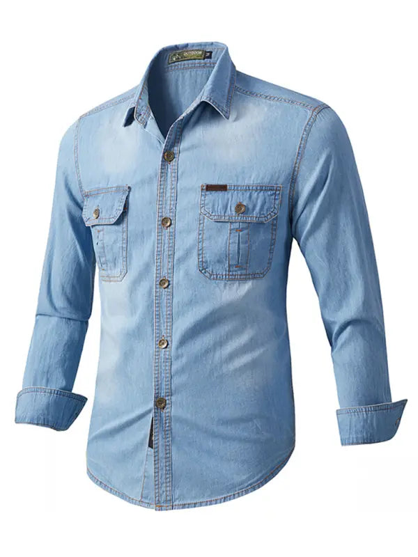 Men's casual workwear long-sleeved denim shirt - Ladoj