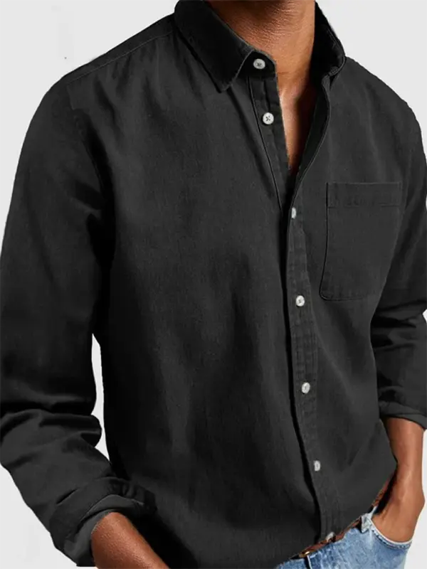 Long Sleeve Lapel Men's Shirt - Ladoj