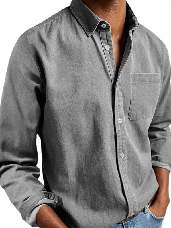 Long Sleeve Lapel Men's Shirt - Ladoj