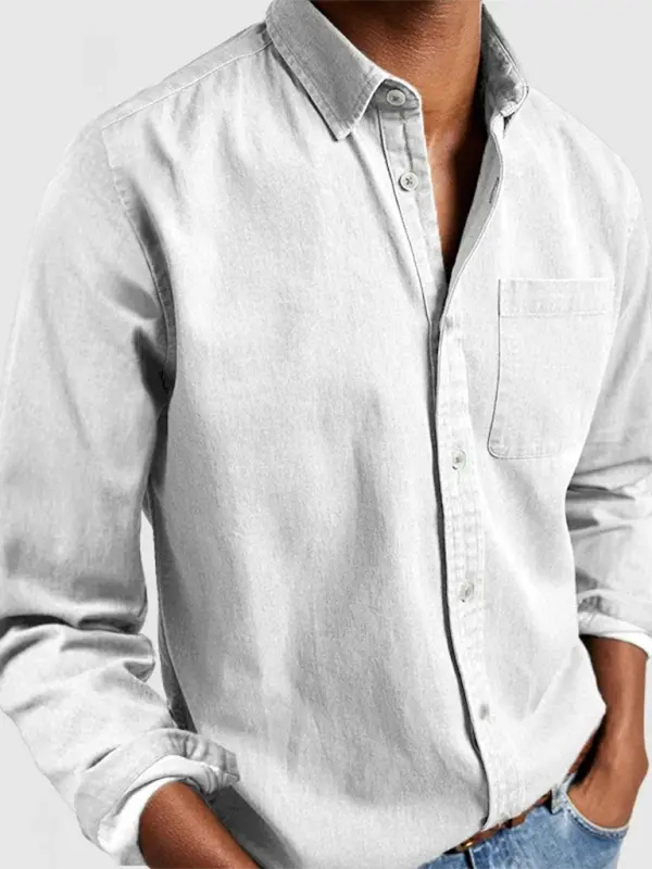 Long Sleeve Lapel Men's Shirt - Ladoj