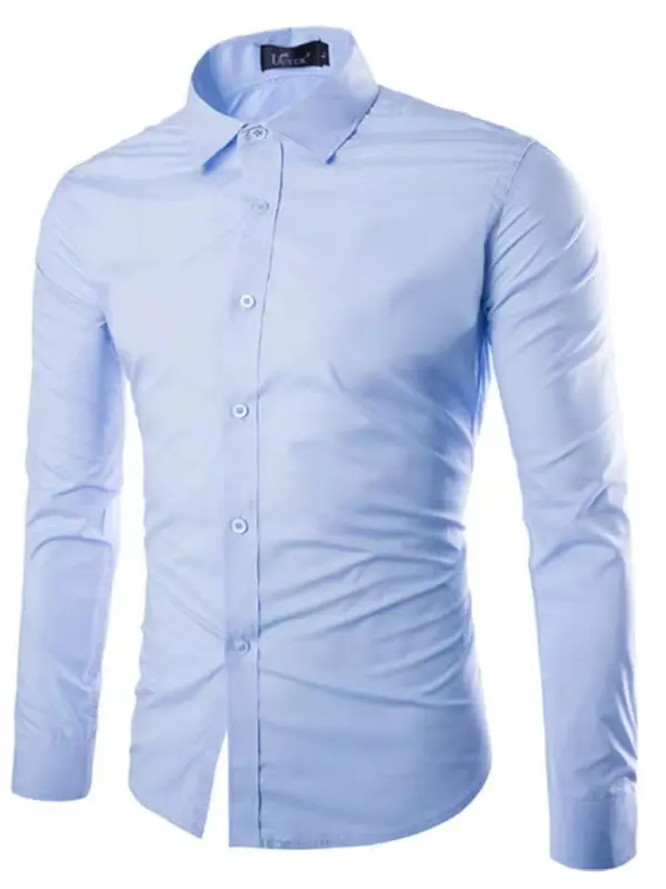 Casual lapel non-iron long-sleeved shirt - Ladoj