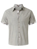 Men's Vacation Short Sleeve Contrast Lapel Shirt - Ladoj