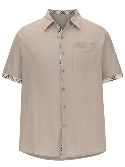 Men's Vacation Short Sleeve Contrast Lapel Shirt - Ladoj