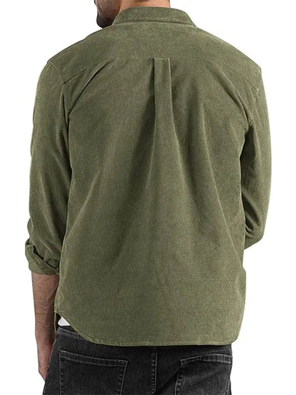 Long-sleeved shirt corduroy lapel button loose casual jacket - Ladoj