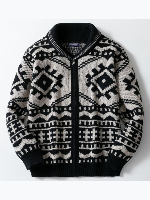 Men's Jacquard Knitted Long Sleeve  Sweater
