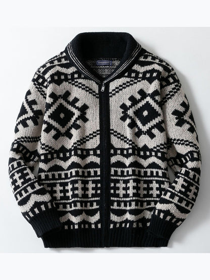 Men's Jacquard Knitted Long Sleeve  Sweater