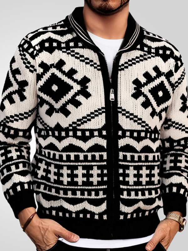 Men's Jacquard Knitted Long Sleeve  Sweater