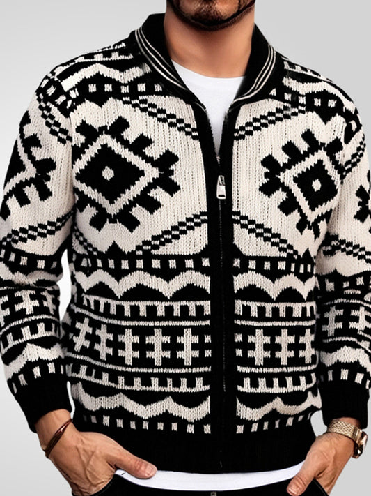 Men's Jacquard Knitted Long Sleeve  Sweater