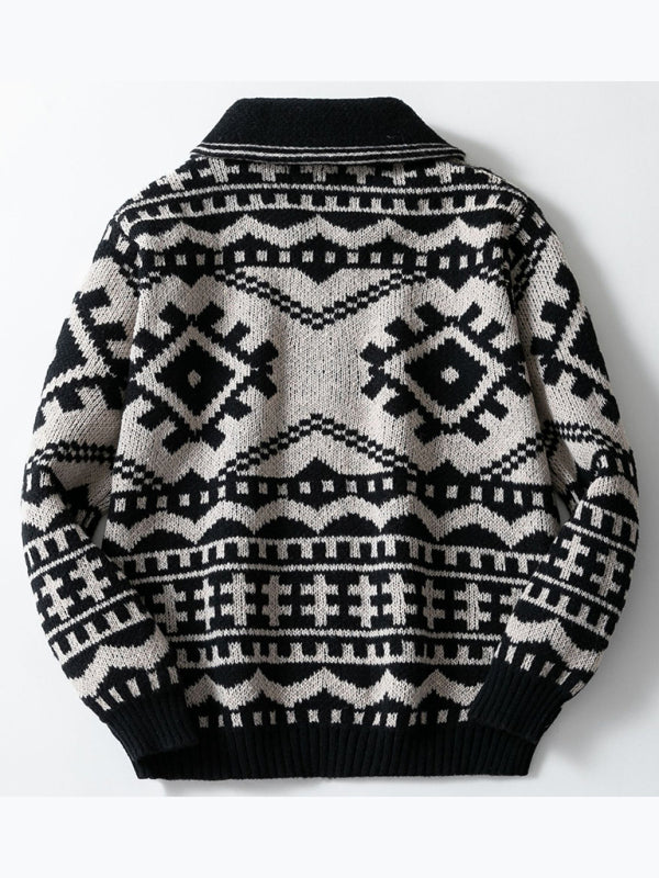 Men's Jacquard Knitted Long Sleeve  Sweater