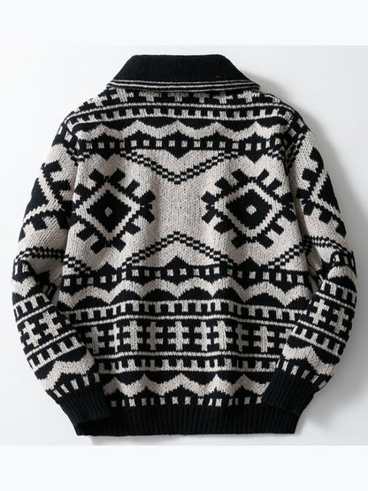 Men's Jacquard Knitted Long Sleeve  Sweater