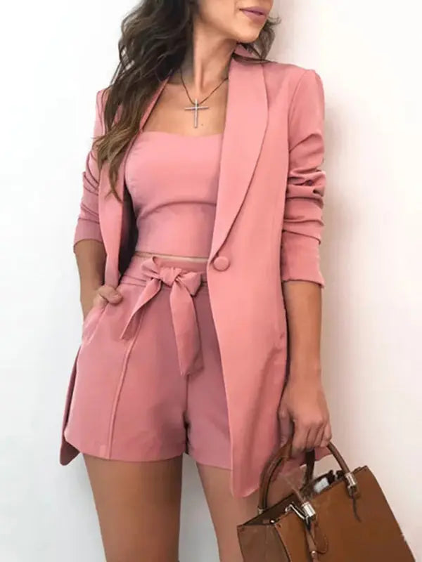 Women's Casual Lapel Blazer Two Piece Set - Ladoj Imagen principal del producto