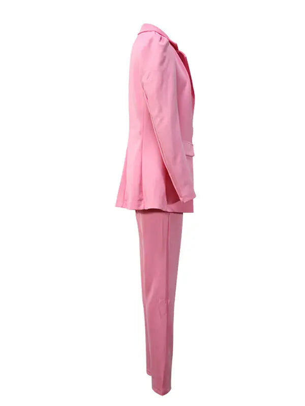 Women's Lapel Collar Blazer and Pants Set - Ladoj