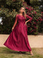 Women's Round Neck Solid Prom Dress
