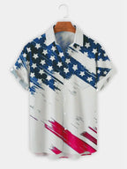Men's Short Sleeve  American Flag Print Casual Shirt - Ladoj