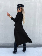 New long skirt solid color cardigan long sleeve dress