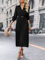 Solid color lapel dress