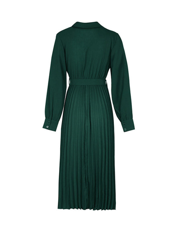 Solid color lapel dress