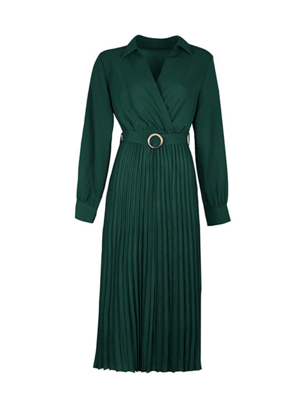 Robe à revers de couleur unie 