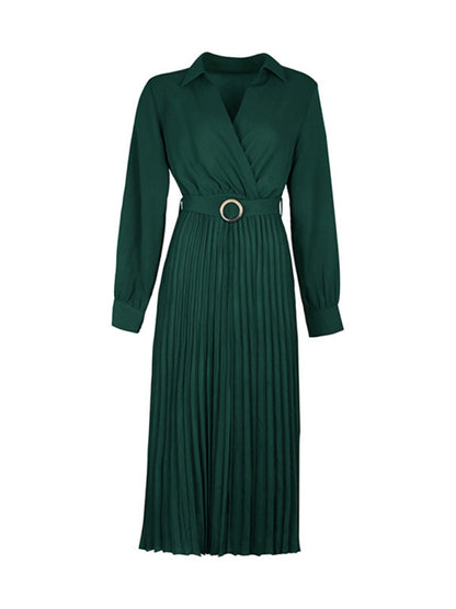 Robe à revers de couleur unie 