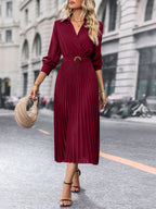 Solid color lapel dress