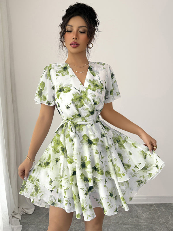 Mini-robe imprimée à décolleté en V profond  Image secondaire du produit